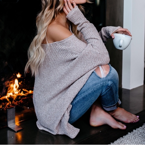 NWT Oatmeal Oversized Dolman Knit Top Shirt - Picture 3 of 8